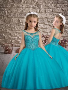 Most Popular Sleeveless Beading Lace Up Pageant Gowns For Girls