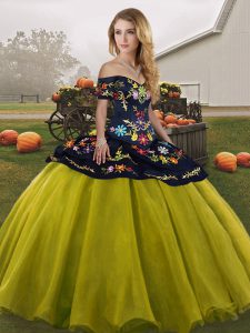 Glorious Sleeveless Lace Up Floor Length Embroidery Quinceanera Gowns
