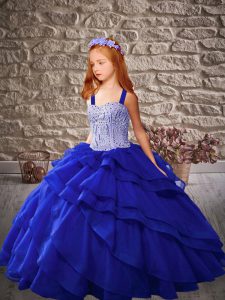 On Sale Sleeveless Beading and Ruffled Layers Lace Up Little Girls Pageant Dress