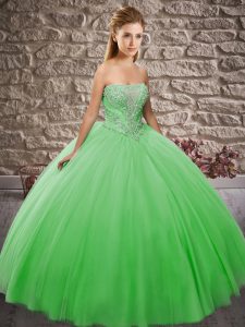 Custom Made Sleeveless Lace Up Floor Length Beading Quinceanera Dresses