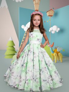 Multi-color Clasp Handle Flower Girl Dresses for Less Pattern Sleeveless Floor Length