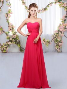 Hot Pink Sleeveless Chiffon Lace Up Dama Dress for Quinceanera