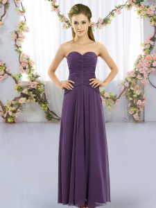 Purple Bridesmaids Dress Wedding Party with Ruching Sweetheart Sleeveless Lace Up