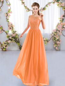 Orange Scoop Zipper Lace Vestidos de Damas Sleeveless