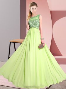 Exquisite Scoop Sleeveless Chiffon Dama Dress Beading and Appliques Backless
