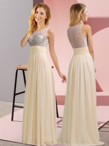 Beauteous Sleeveless Side Zipper Floor Length Beading Wedding Guest Dresses