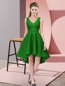 Free and Easy High Low A-line Sleeveless Green Bridesmaid Dress Zipper