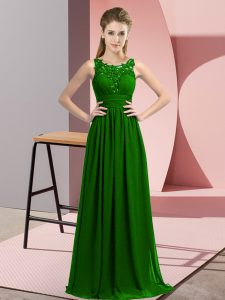 Best Selling Scoop Sleeveless Zipper Bridesmaid Dress Dark Green Chiffon