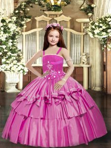 Lilac Sleeveless Taffeta Lace Up Pageant Gowns For Girls for Party and Sweet 16 and Wedding Party