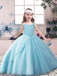 Trendy Sleeveless Beading Lace Up Little Girl Pageant Gowns