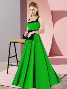 Floor Length Green Bridesmaid Dress Chiffon Sleeveless Belt
