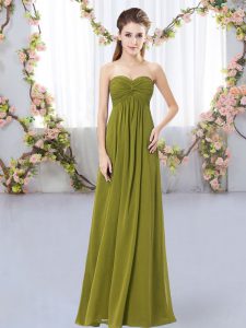 Glittering Olive Green Sleeveless Chiffon Zipper Quinceanera Court Dresses for Wedding Party
