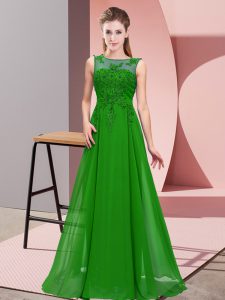 Green Scoop Zipper Beading and Appliques Wedding Party Dress Sleeveless
