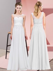 Sleeveless Beading and Appliques Zipper Bridesmaid Gown