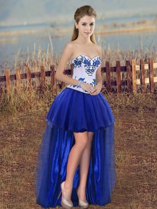 Edgy Royal Blue Sleeveless Tulle Lace Up Prom Party Dress for Prom and Party