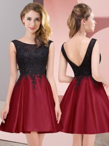 High Class Wine Red Zipper Court Dresses for Sweet 16 Lace Sleeveless Mini Length