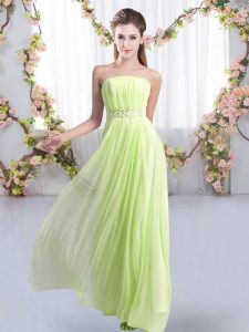 Modern Yellow Green Sleeveless Beading Lace Up Wedding Party Dress