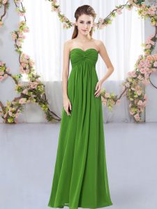 Green Chiffon Zipper Vestidos de Damas Sleeveless Floor Length Ruching
