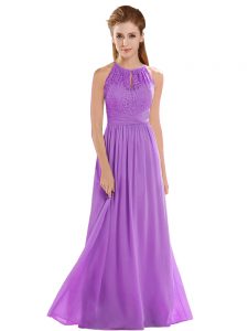 Admirable Eggplant Purple Celebrity Evening Dresses Prom and Party with Lace Halter Top Sleeveless Backless