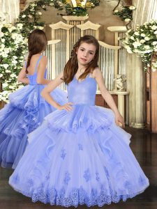 Floor Length Ball Gowns Sleeveless Lavender Pageant Dresses Lace Up