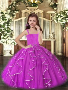 Superior Ruffles Glitz Pageant Dress Purple Lace Up Sleeveless Floor Length