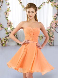 Noble Sleeveless Lace Up Mini Length Ruching Quinceanera Dama Dress