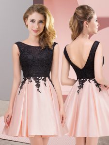 Best Selling Pink Sleeveless Lace Mini Length Bridesmaid Dress