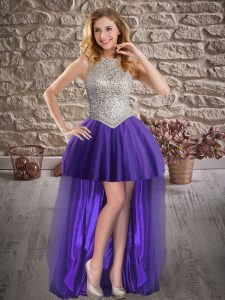 Eye-catching Purple Prom Dresses Prom and Party with Beading Scoop Sleeveless Backless