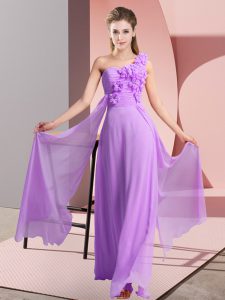 Sleeveless Floor Length Hand Made Flower Lace Up Wedding Party Dress with Lavender