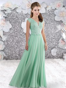 Cheap Scoop Sleeveless Zipper Prom Dress Apple Green Chiffon