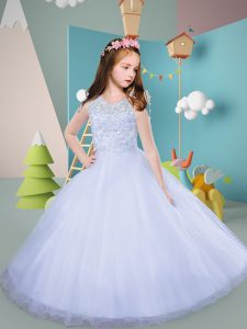 Dynamic Appliques Toddler Flower Girl Dress Lavender Backless Sleeveless Floor Length