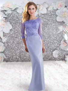 Lavender 3 4 Length Sleeve Sweep Train Beading and Lace Teens Party Dress