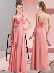 Affordable Sleeveless Lace Up Floor Length Hand Made Flower Vestidos de Damas