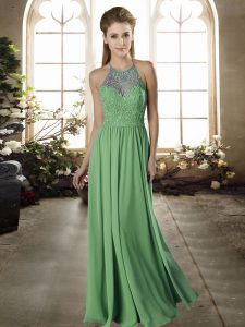 Comfortable Halter Top Sleeveless Criss Cross Court Dresses for Sweet 16 Green