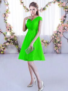 Lace Up Dama Dress for Quinceanera Lace Cap Sleeves Mini Length