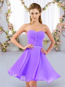 Inexpensive Ruching Vestidos de Damas Lavender Lace Up Sleeveless Mini Length