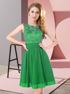Luxurious Scoop Sleeveless Chiffon Wedding Guest Dresses Beading and Appliques Backless