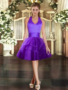 Amazing Purple Sleeveless Tulle Lace Up Prom Dress for Prom and Party