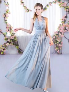 Admirable Floor Length Lace Up Wedding Party Dress Grey for Wedding Party with Belt