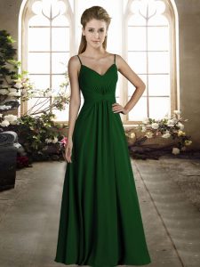 Fabulous Sleeveless Zipper Floor Length Ruching Dama Dress