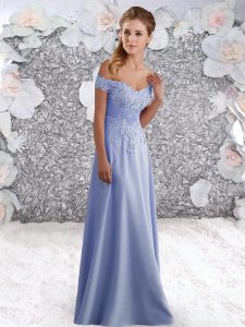 Fantastic Off The Shoulder Sleeveless Zipper Prom Gown Lavender Chiffon