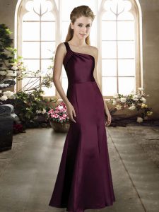 Classical Dark Purple Sleeveless Satin Zipper Bridesmaid Dress for Wedding Party