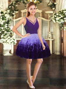 Sumptuous Mini Length Backless Teens Party Dress Multi-color for Prom and Party with Ruffles