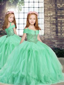 New Arrival Sleeveless Beading and Ruffles Lace Up Child Pageant Dress