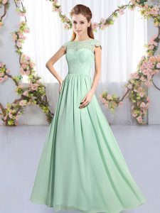 Noble Apple Green Cap Sleeves Chiffon Clasp Handle Bridesmaids Dress for Wedding Party