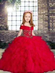 Sleeveless Beading and Ruffles Lace Up Pageant Dress Toddler