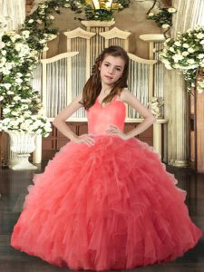 Sleeveless Ruffles Lace Up Little Girls Pageant Dress Wholesale