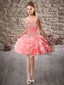 Stunning Sleeveless Beading and Ruffled Layers Lace Up Homecoming Dress