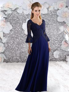 Romantic 3 4 Length Sleeve Lace Zipper Prom Dress