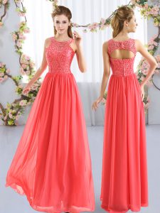 Edgy Scoop Sleeveless Chiffon Court Dresses for Sweet 16 Lace Zipper